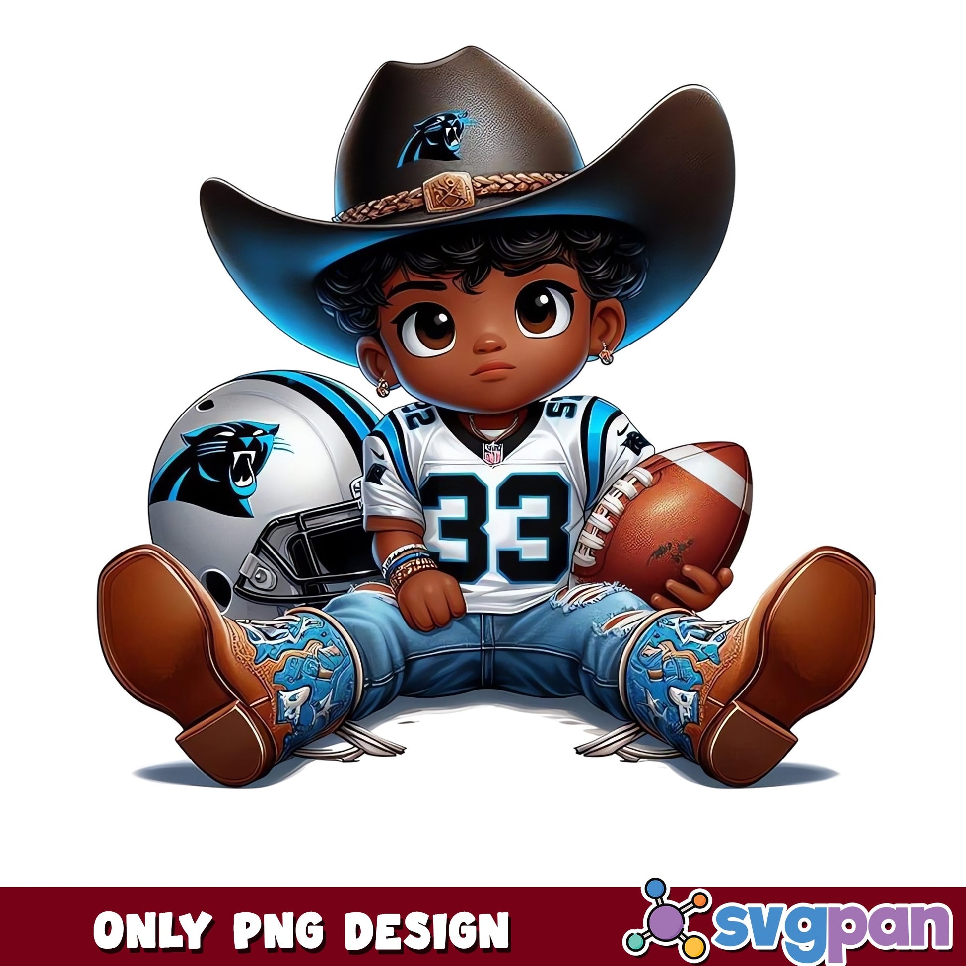 Carolina Panthers Cowboy Boy PNG, NFL Football PNG, Panthers PNG