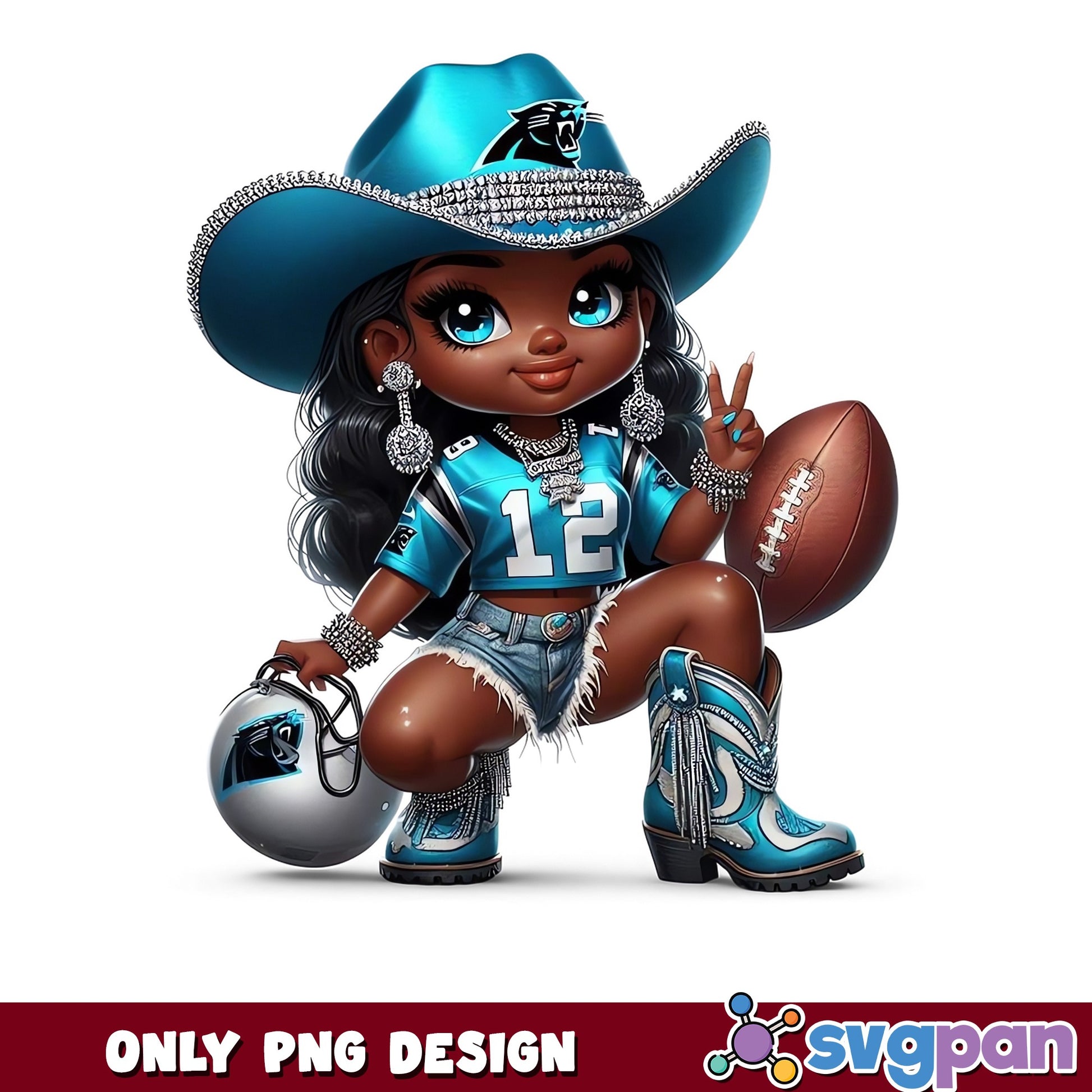 Carolina Panthers Cowgirl PNG, NFL Football Girl PNG, Panthers PNG