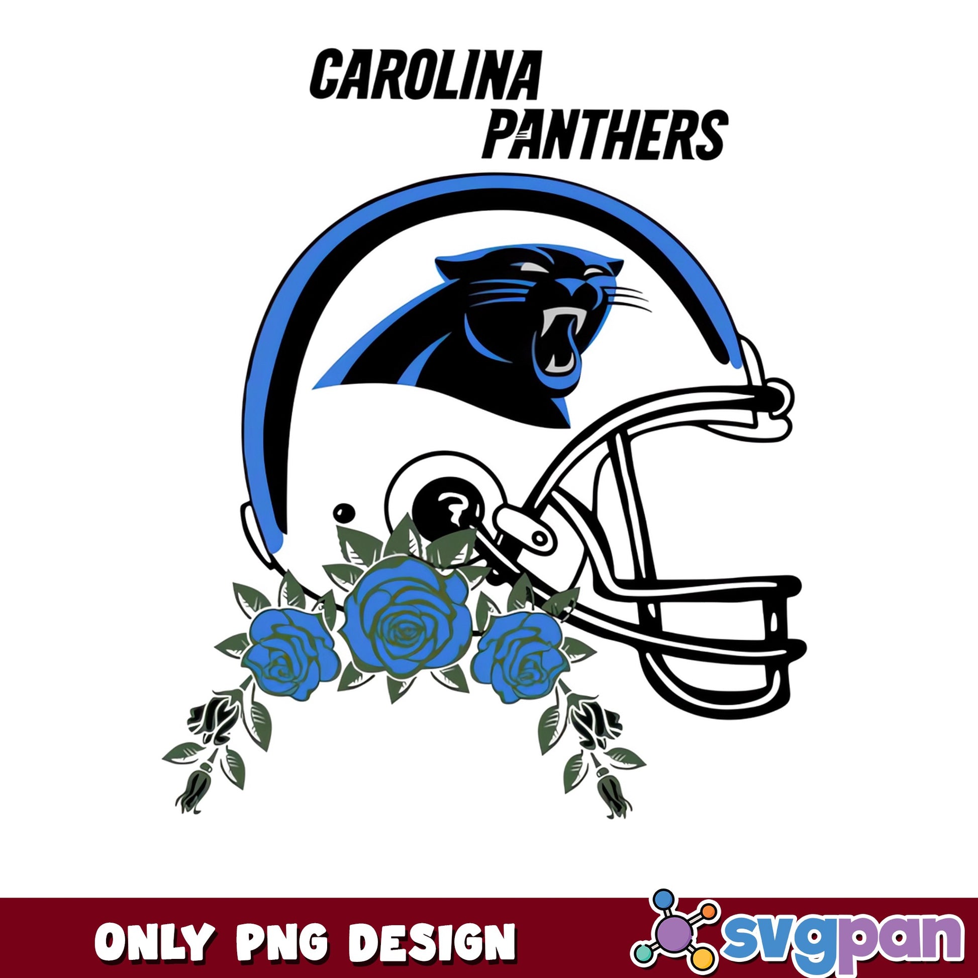 Carolina Panthers Floral Helmet PNG, NFL Football PNG, Panthers PNG