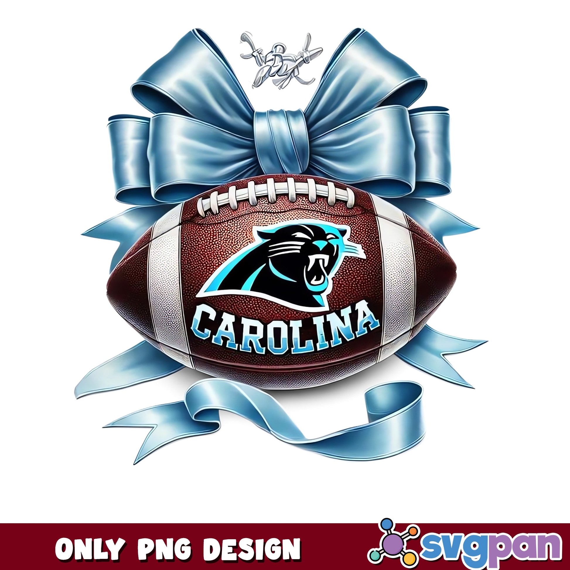 Carolina Panthers Football Bow PNG, Panthers NFL PNG, Football PNG