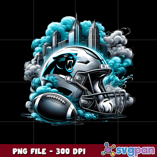 Carolina panthers logo smoke helmet illustration png, nfl team helmet png, nfl design png