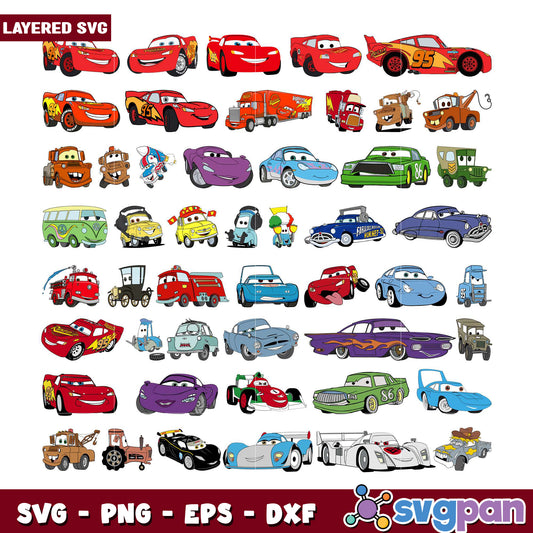 Cars Bundle SVG Cut Files Layered PNG EPS DXF