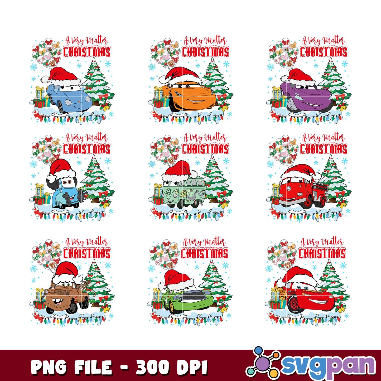 Cars Christmas Bundle PNG 300 DPI