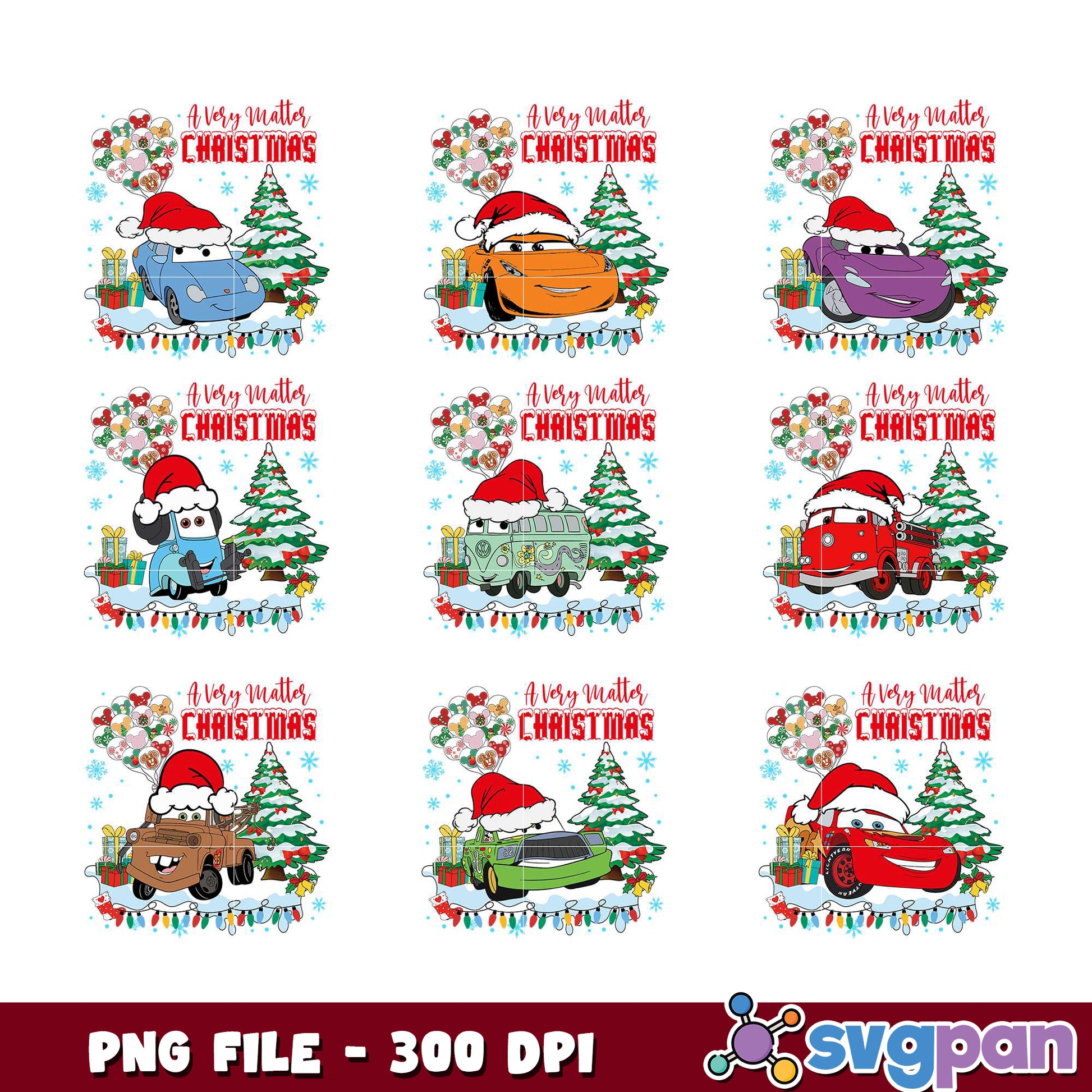 Cars Christmas Bundle PNG 300 DPI