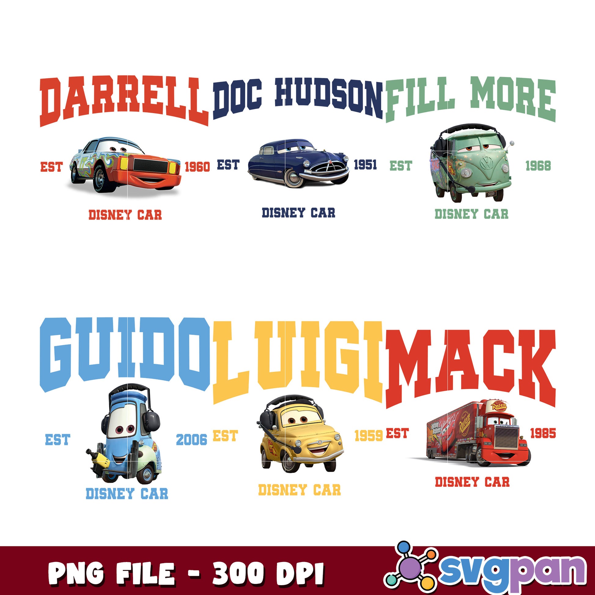 Cars Disney PNG Bundle 300 DPI