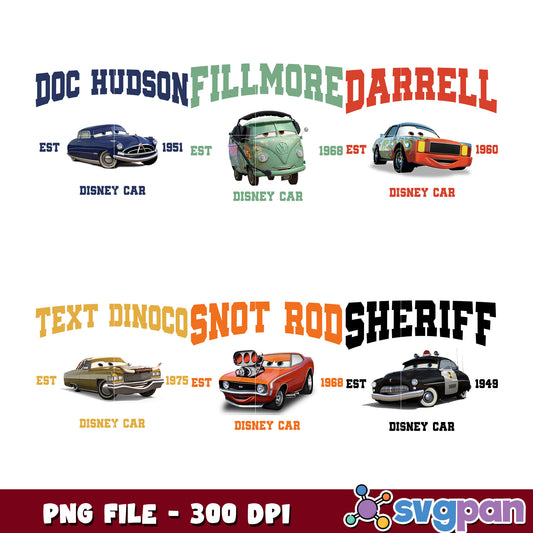 Cars PNG Bundle Doc Hudson, Fillmore, More