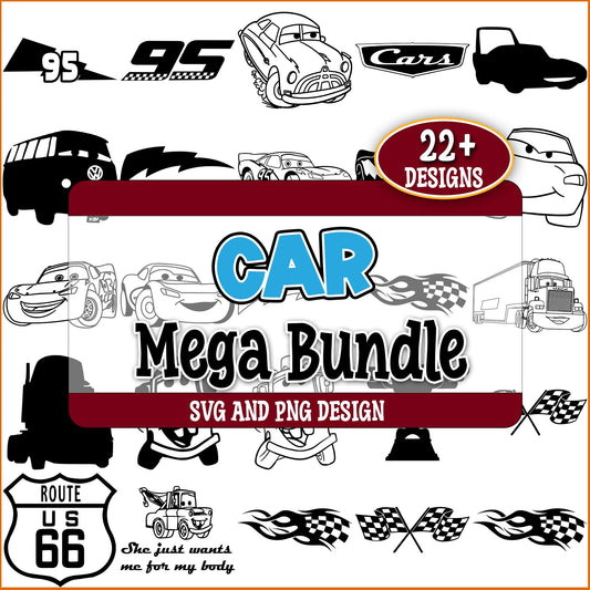 Cars black and white design svg bundle