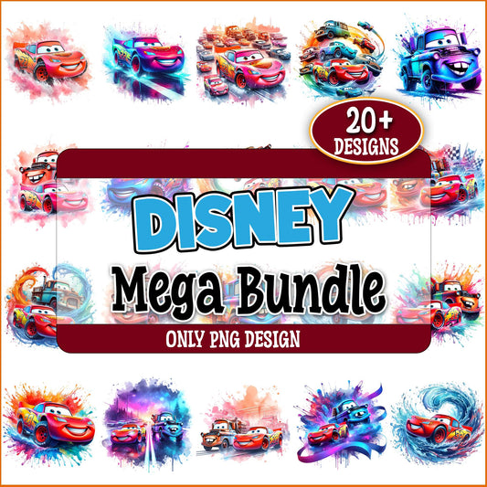 Cars disney watercolor png bundle