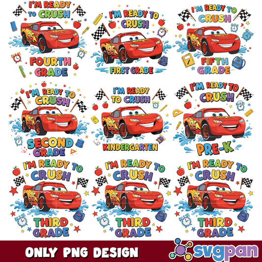 Cars mcqueen crush grades png bundle
