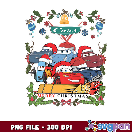 Cars merry christmas png, disney cartoons png, cars movie png