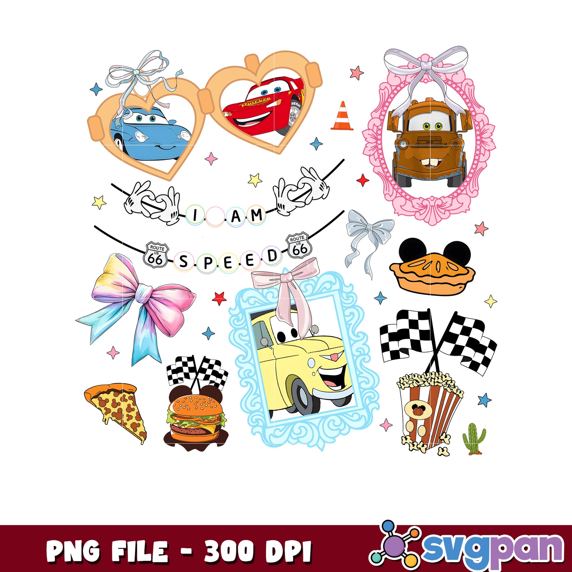 Cars movie picture frame png, lightning mcqueen png, disney pixar png