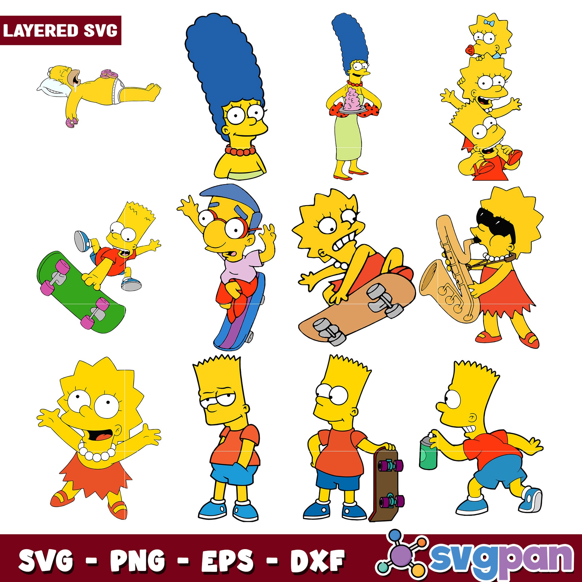Cartoon Character Bundle SVG Files for Crafts