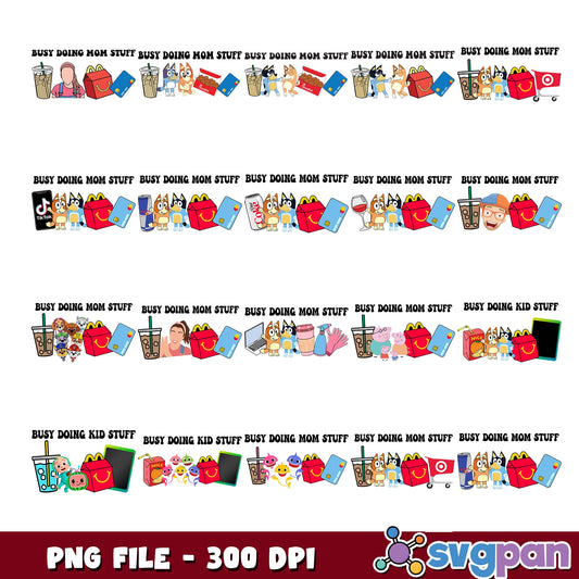 Cartoon busy doing mom x kid stuff png bundle