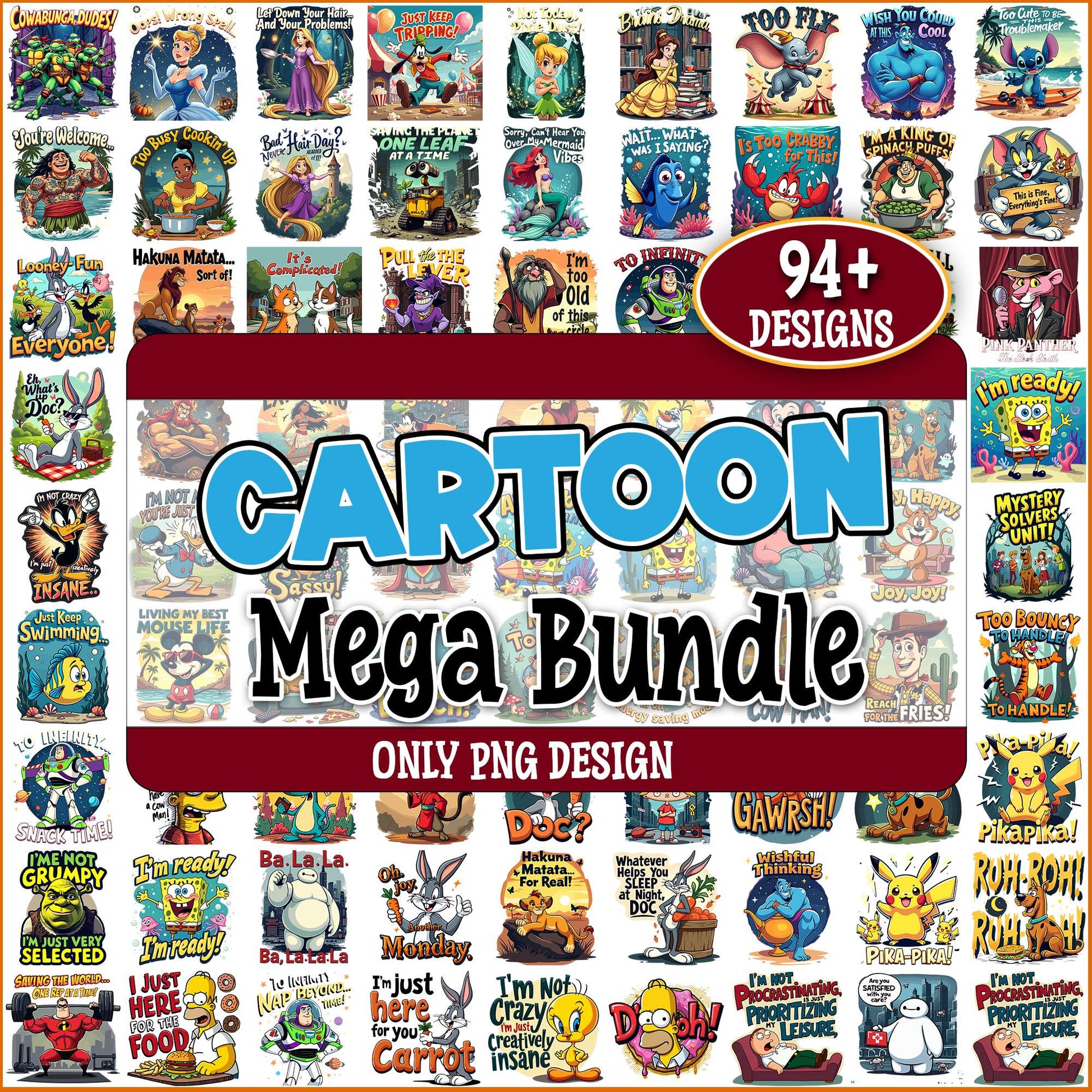 Cartoons funny quotes png bundle