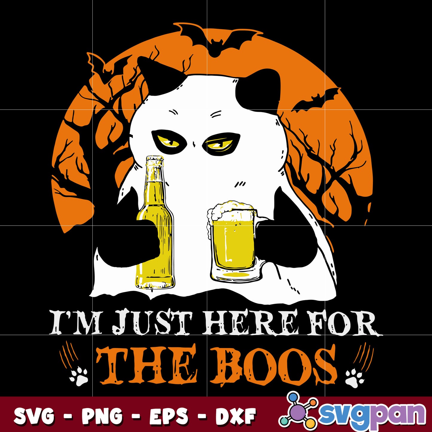 Cat Beer I'm Just Here For The Boos Halloween svg