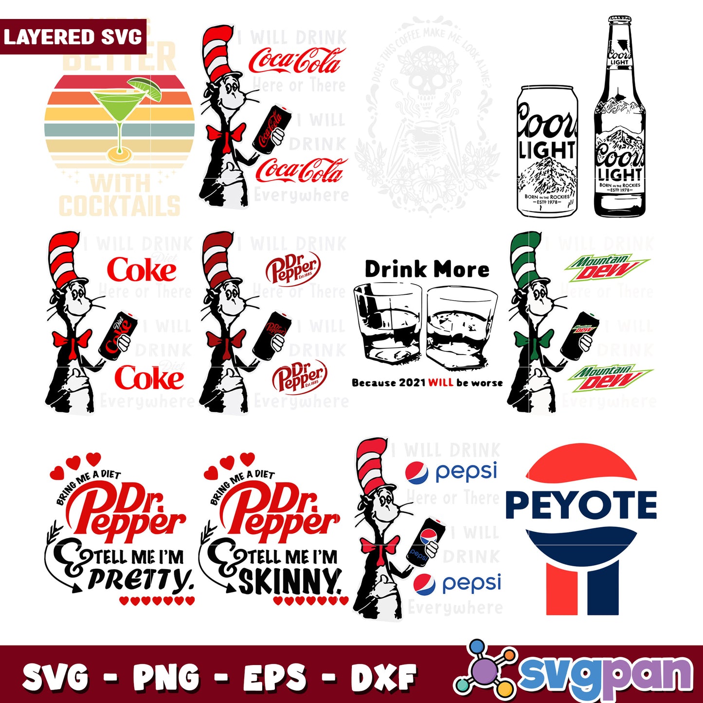 Cat Drinks Soda SVG Bundle