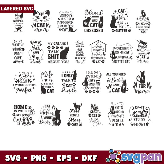 Cat Mom SVG Bundle 20 Layered Designs