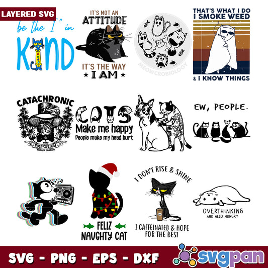 Cat SVG Bundle Funny Layered Designs