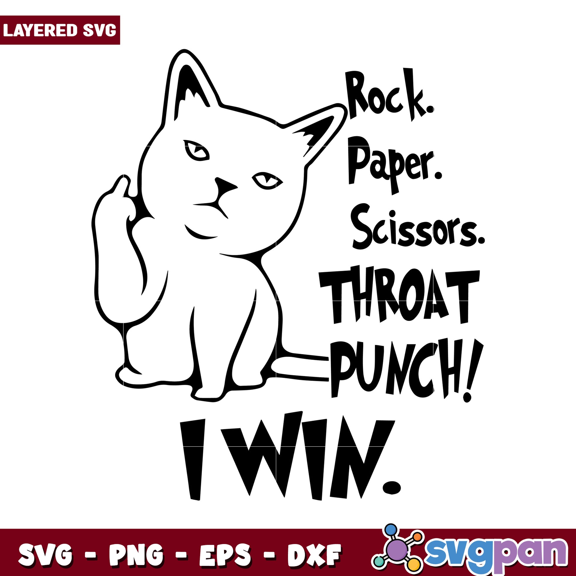 Cat Throat Punch SVG Design, Rock Paper Scissors Theme Art