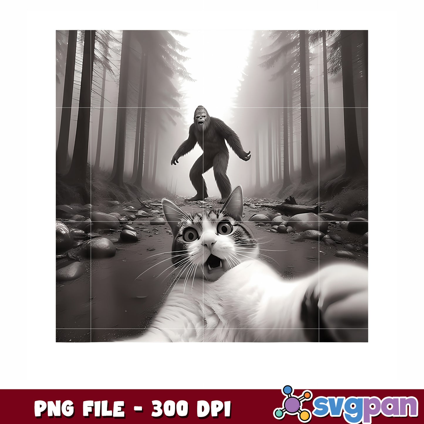 Cat and bigfoot png, funny animals png,
