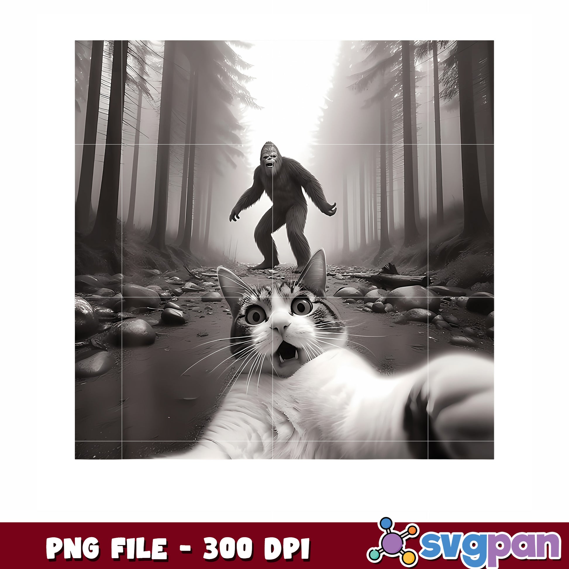 Cat and bigfoot png, funny animals png,