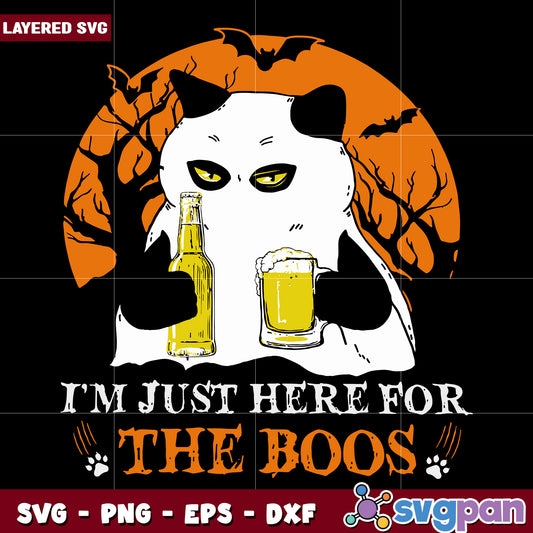 Cat beer im just here for the boos halloween svg, halloween horror nights​ svg, spooky halloween svg