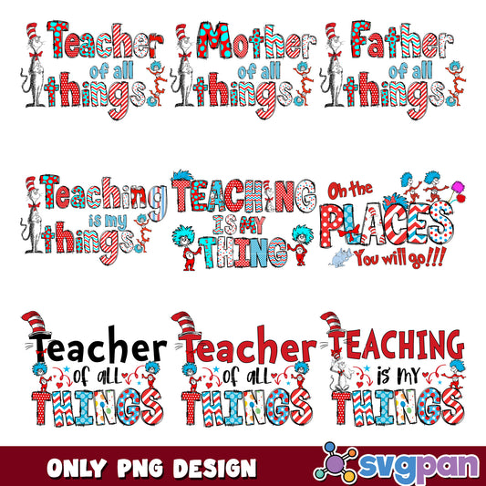 Cat in the Hat Teacher PNG Bundle