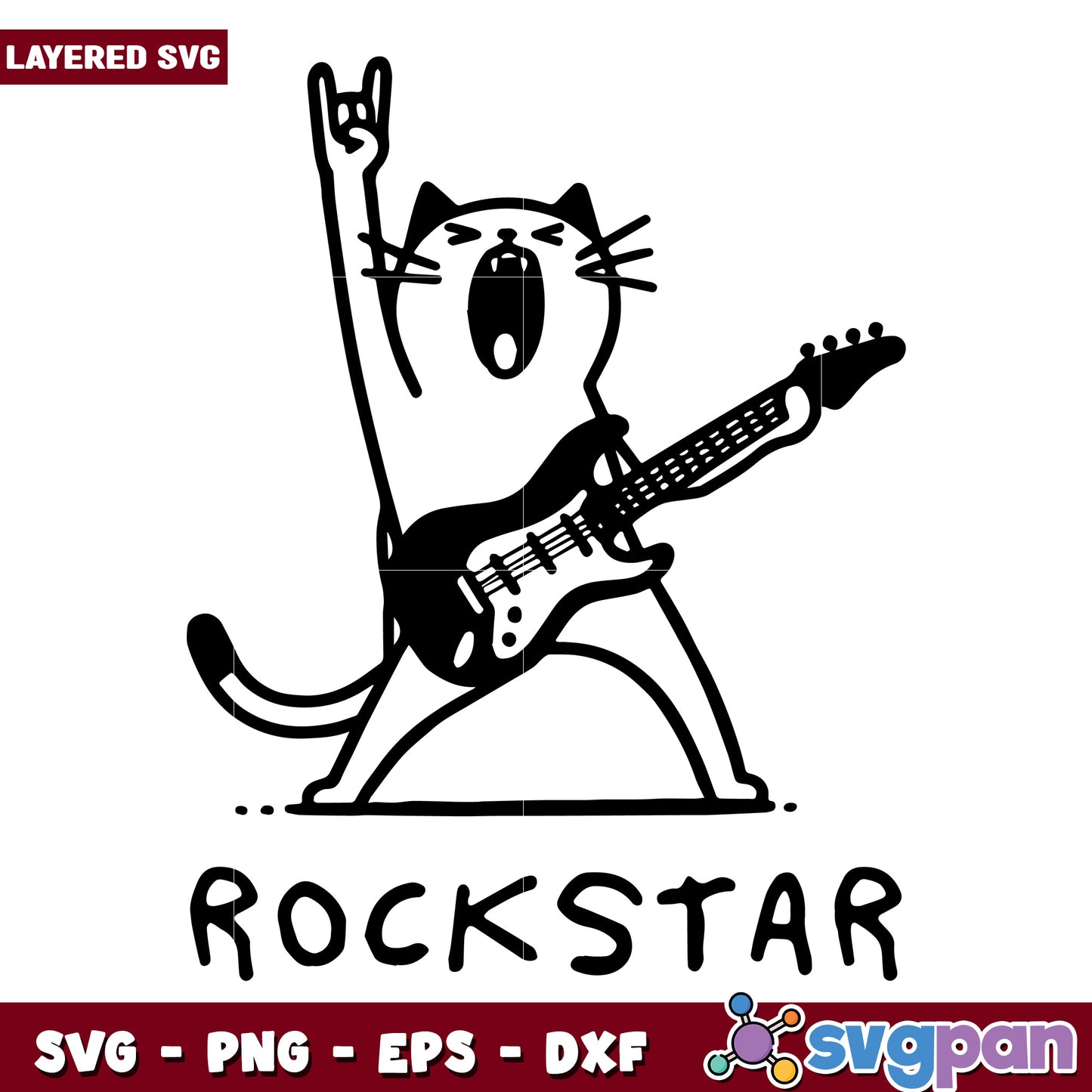 Cat rock star svg, funny cat svg, funny cat memes svg