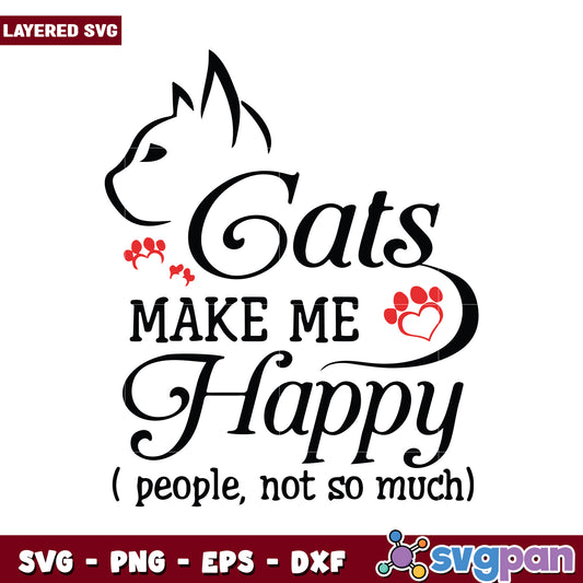 Cats Make Me Happy SVG Design, Perfect for Cat Lovers Decor