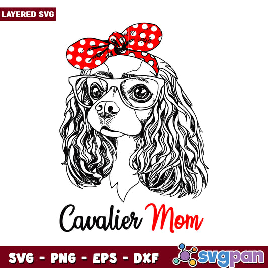 Cavalier Mom Dog Illustration, Perfect for Dog Lovers and Mothers