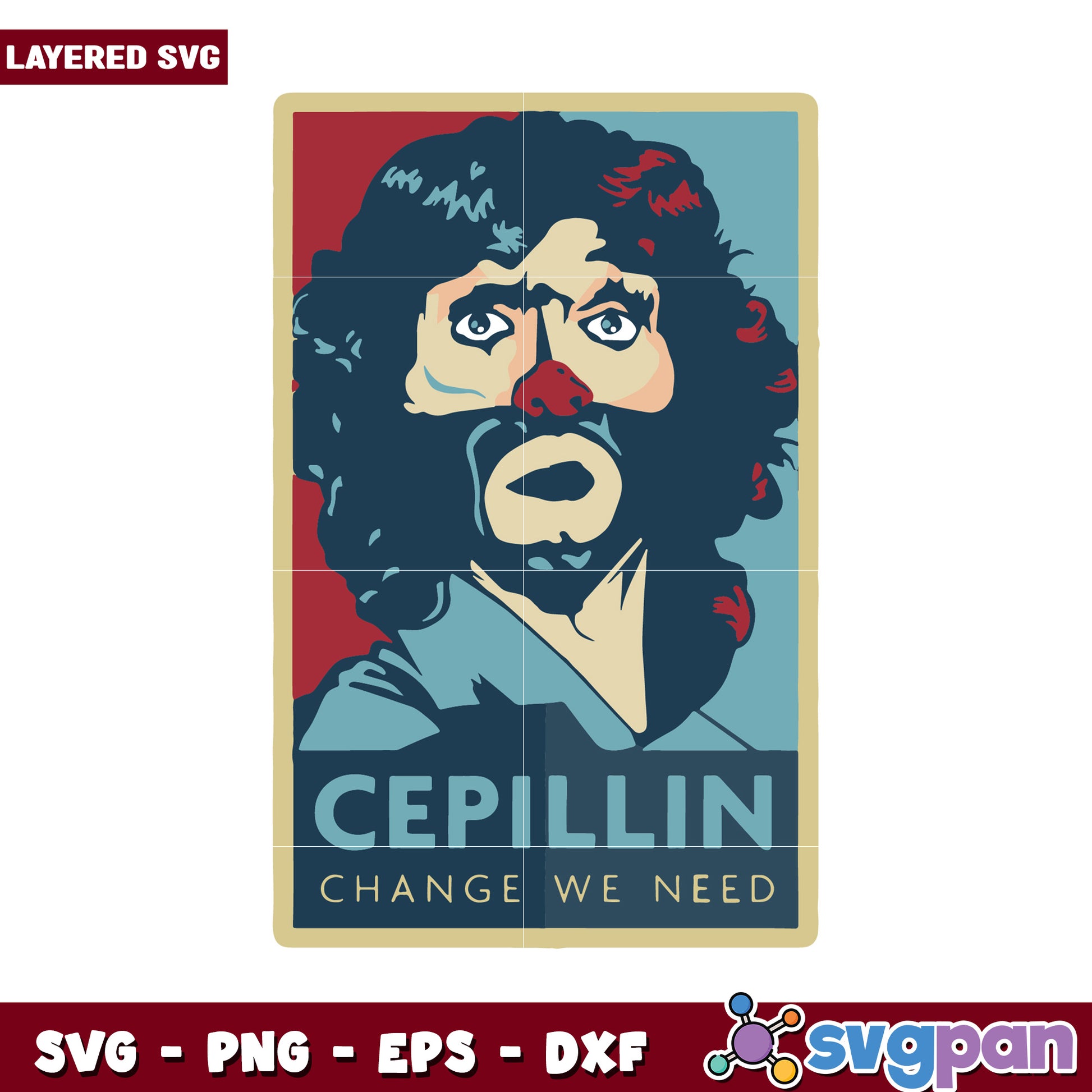 Cepillin layered SVG design for craft projects, vibrant colors and style