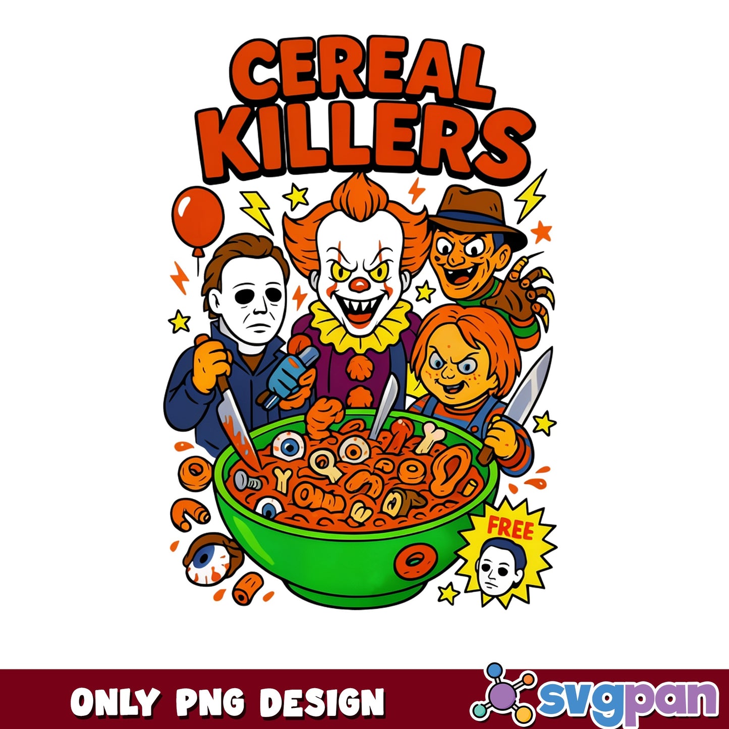 Cereal Killers Horror Characters PNG, Halloween PNG, Horror Movie PNG