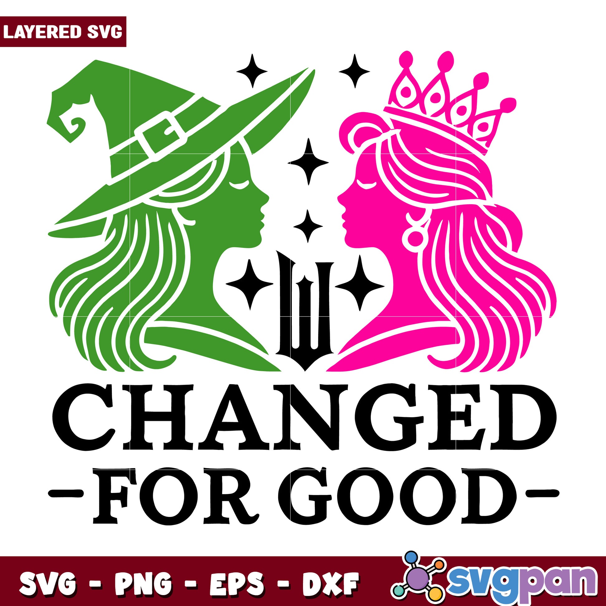 Changed for good creative design svg, wicked movie svg, elphaba silhouette svg