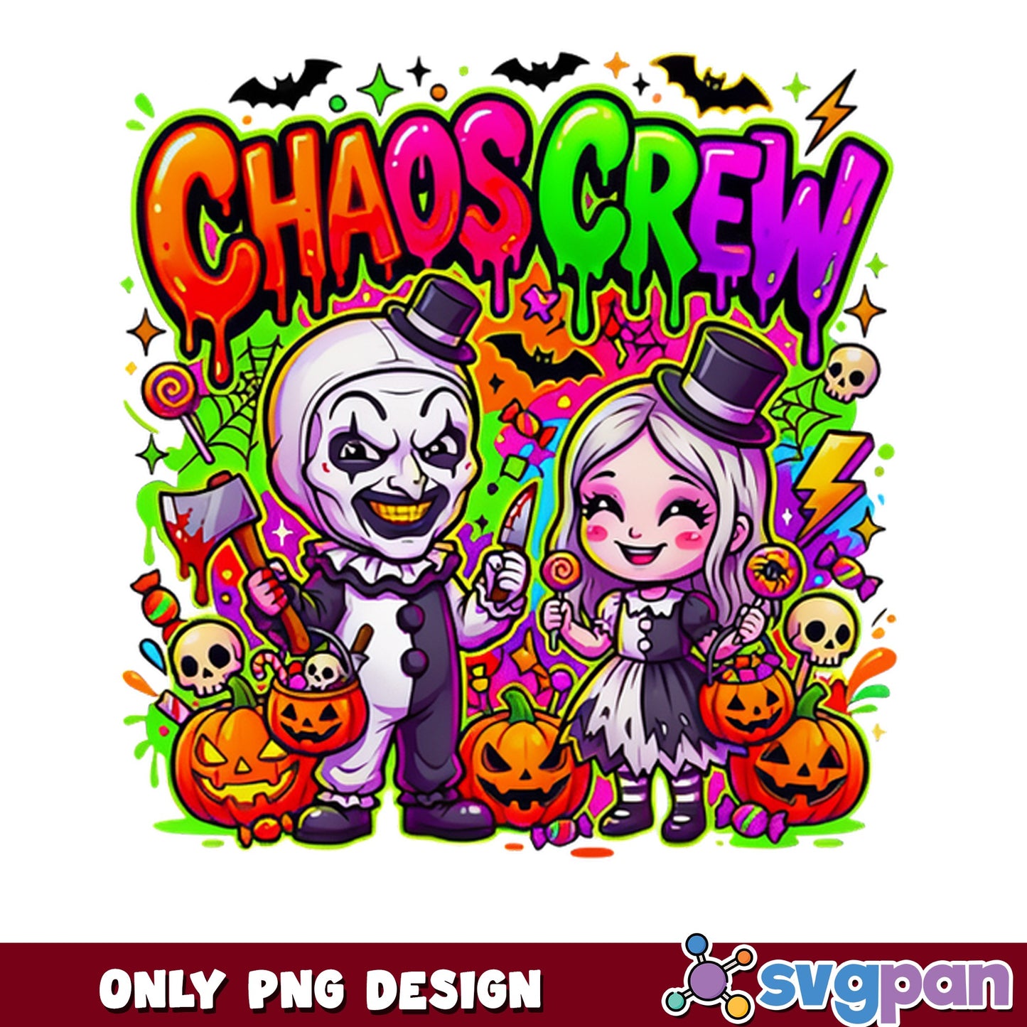 Chaos Crew Halloween PNG, Spooky Clown Squad PNG, Halloween PNG