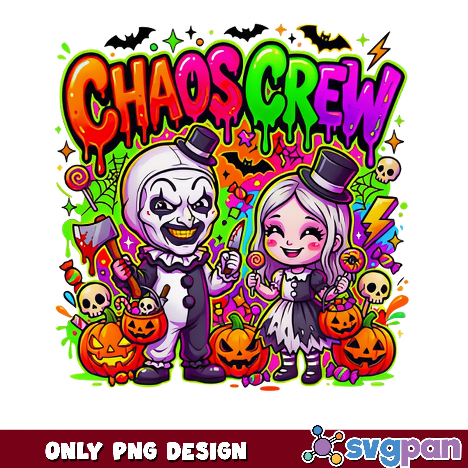 Chaos Crew Halloween PNG, Spooky Clown Squad PNG, Halloween PNG