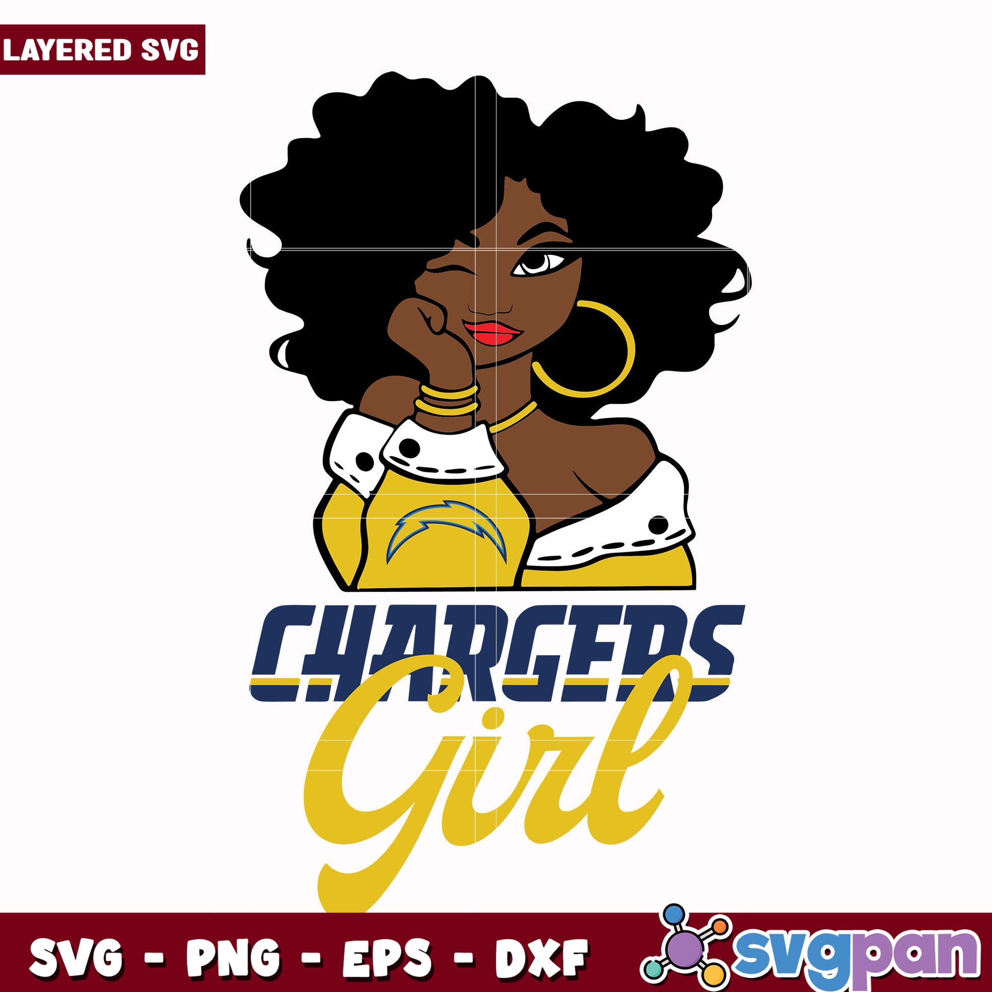 Chargers Girl svg, nfl chargers svg, american football svg