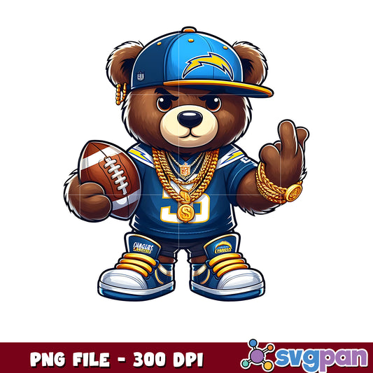 Chargers thug life bear png, nfl jerseys​ png, american rugby png
