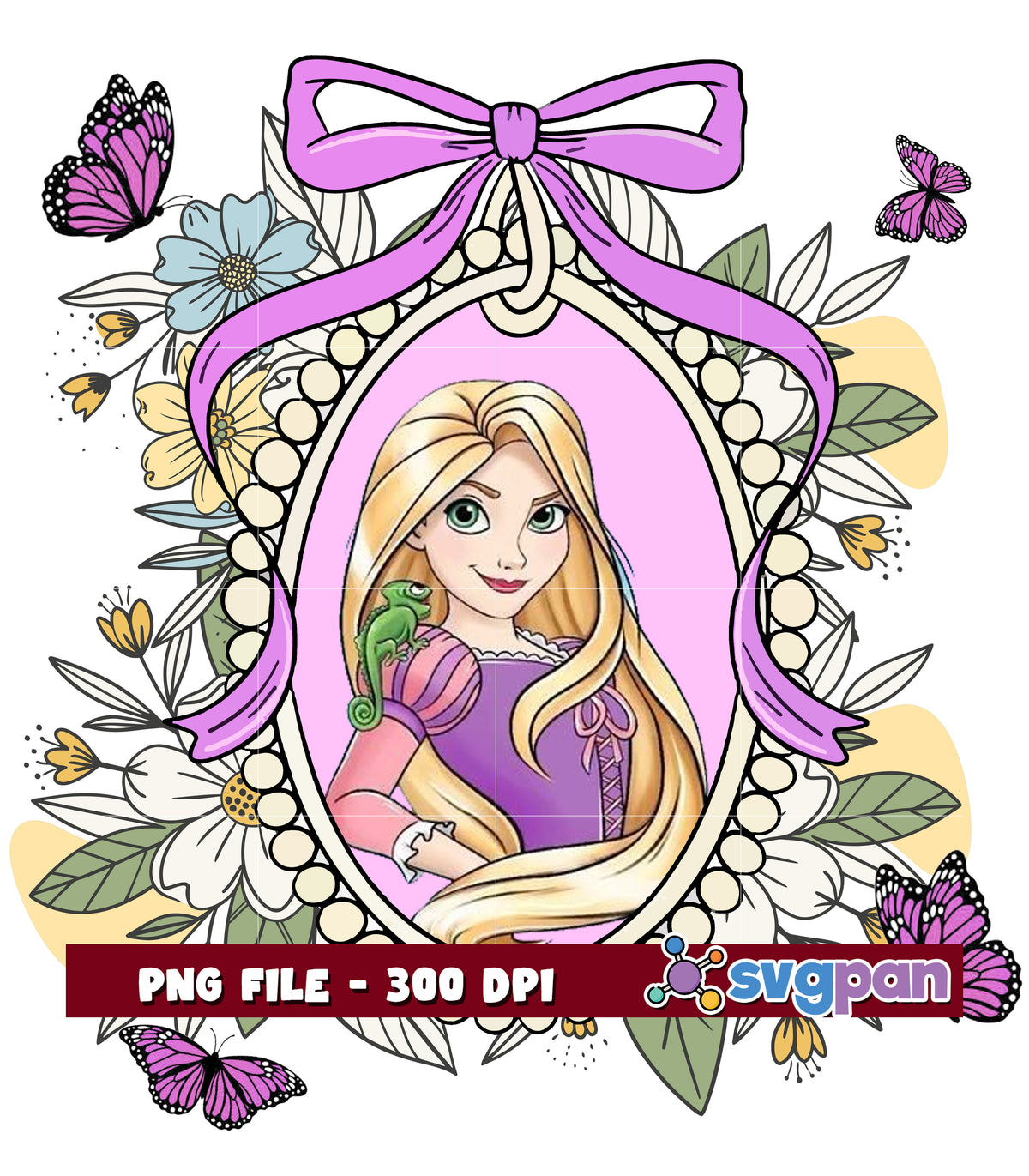 Charming Rapunzel Floral Frame PNG for Kids Decor – svgpan