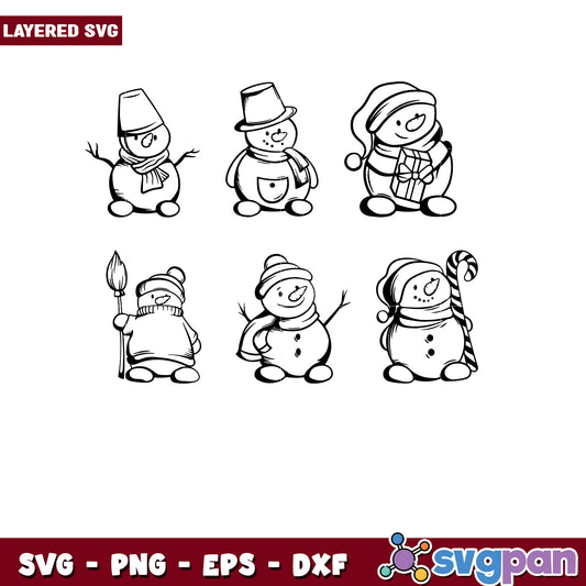 Charming Snowman Bundle SVG Layered Designs Kids Craft