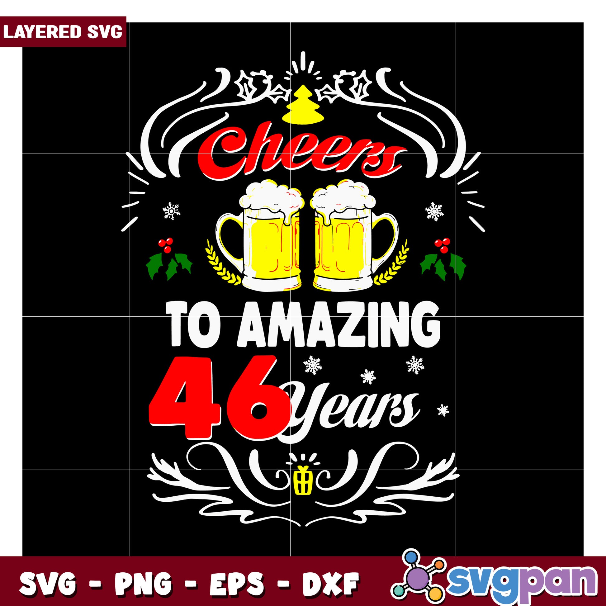 Cheers to Amazing 46 Years, Celebrate with Layered SVG Design