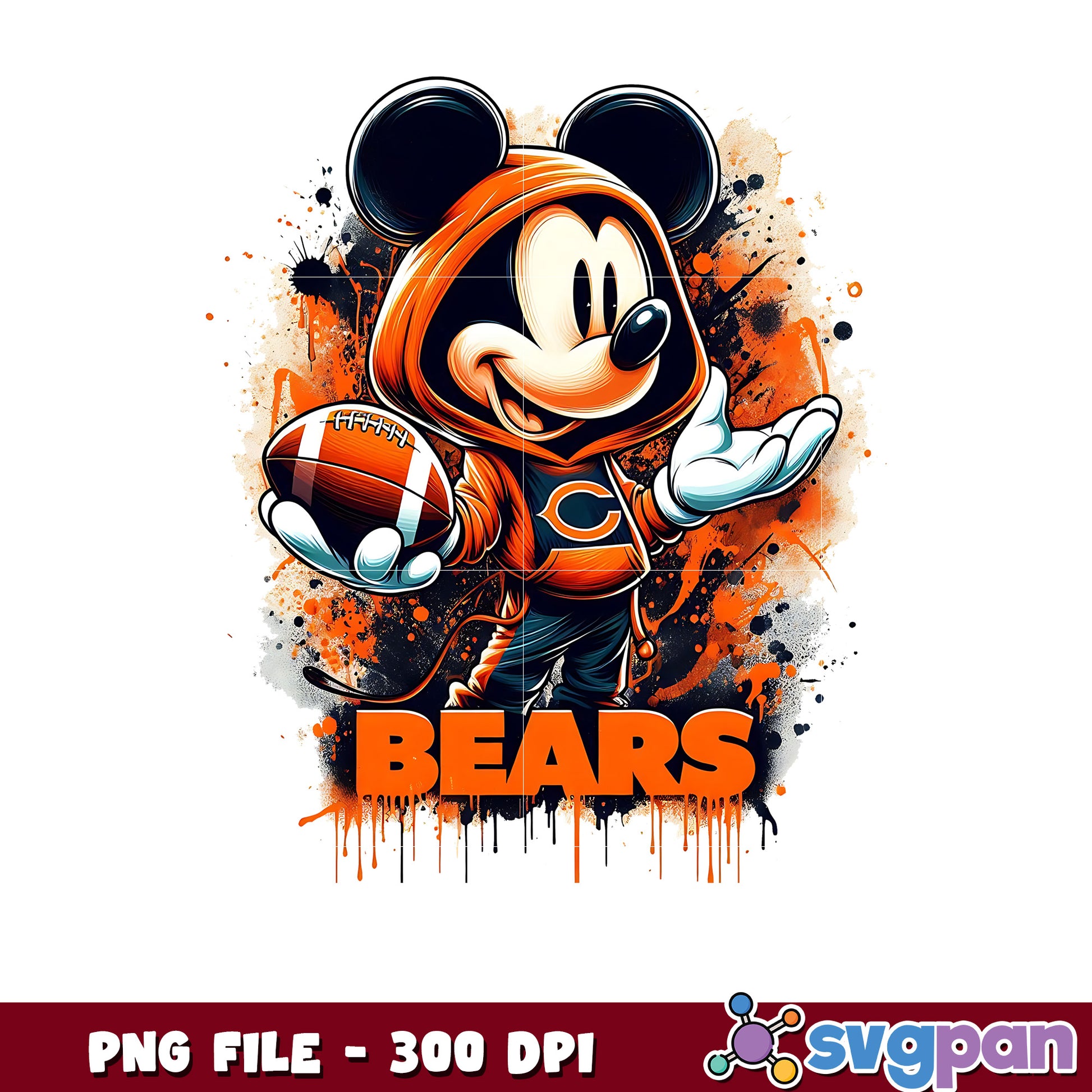 Chhicago bears mickey mouse png, nfl png, nfl cartoon characters png