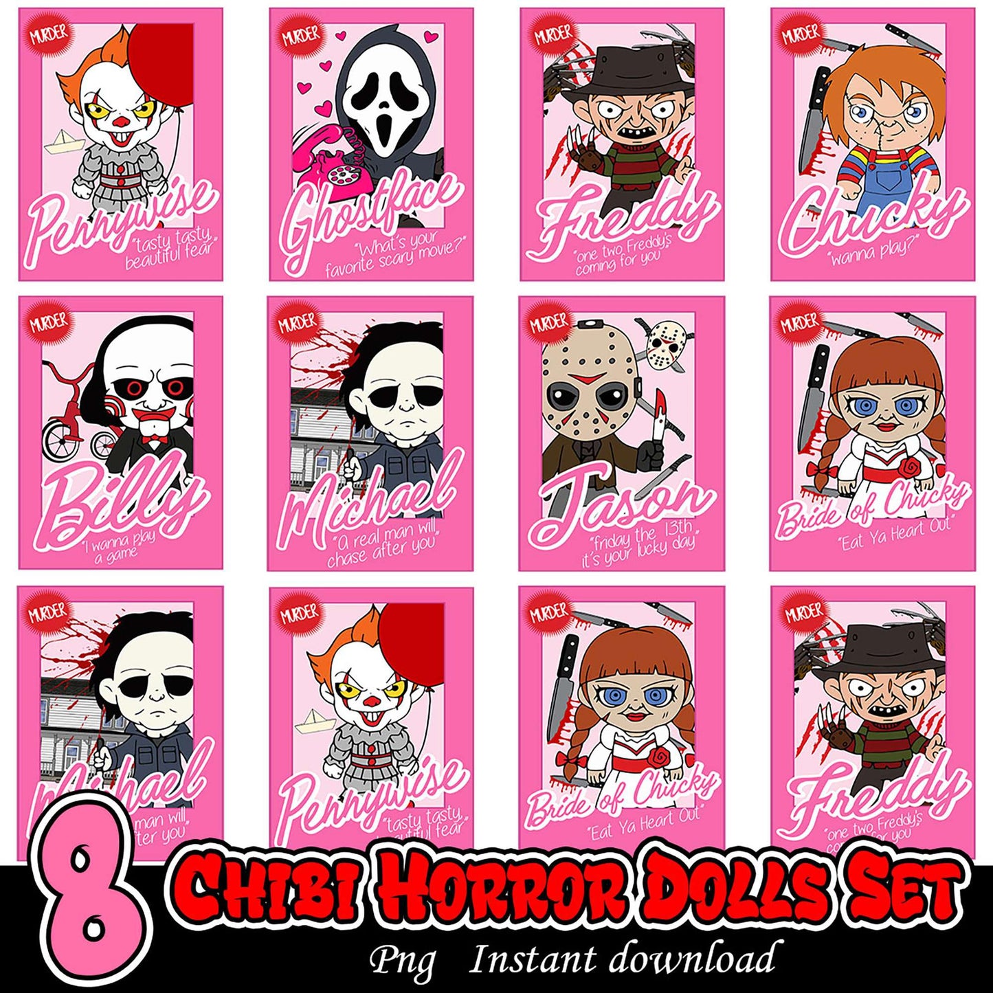 Chibi Horror Dolls PNG Bundle