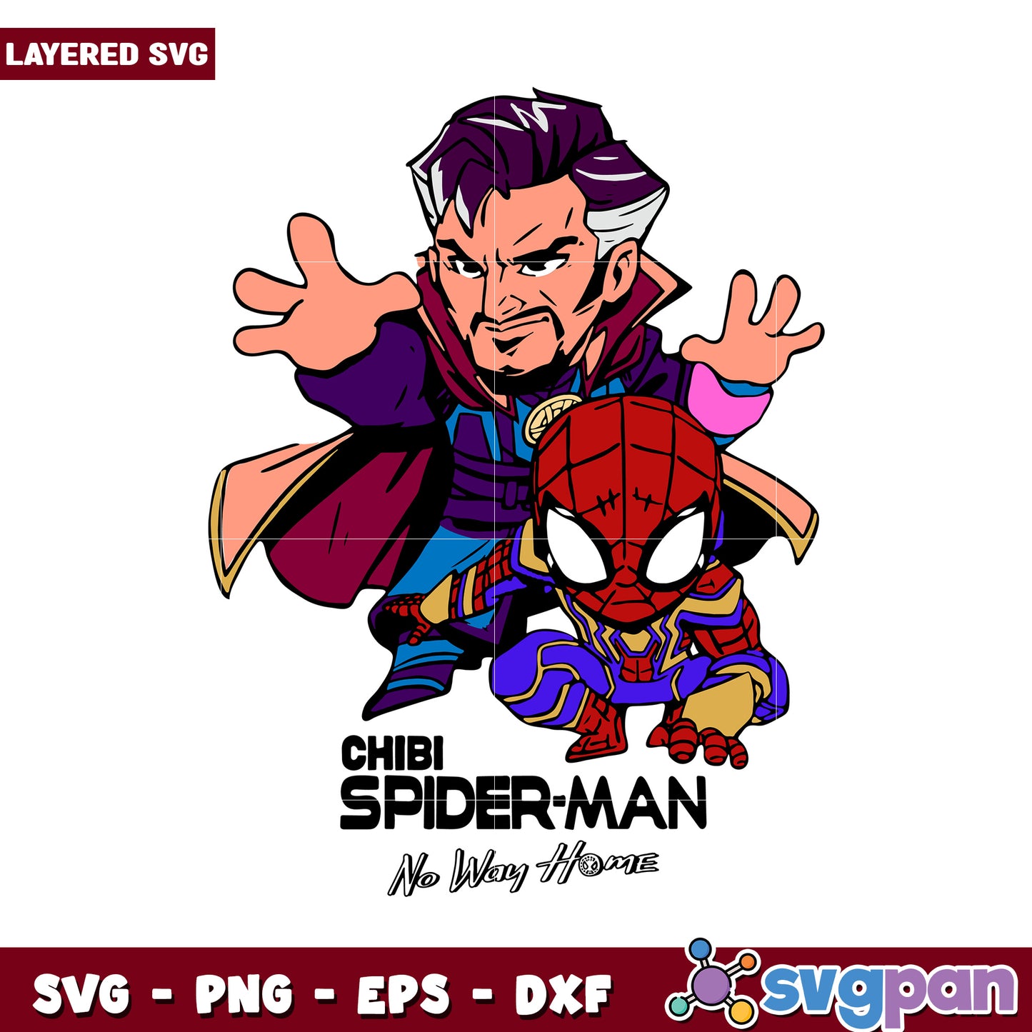 Chibi Spider-Man and Doctor Strange SVG Artwork, Perfect for Crafts