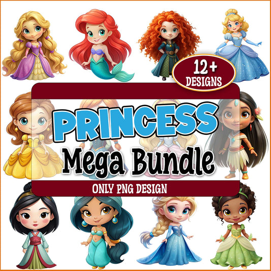 Chibi design princess png bundle