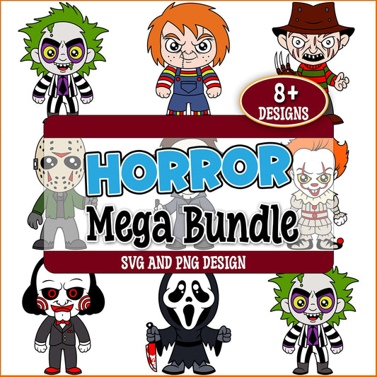 Chibi horror characters svg bundle