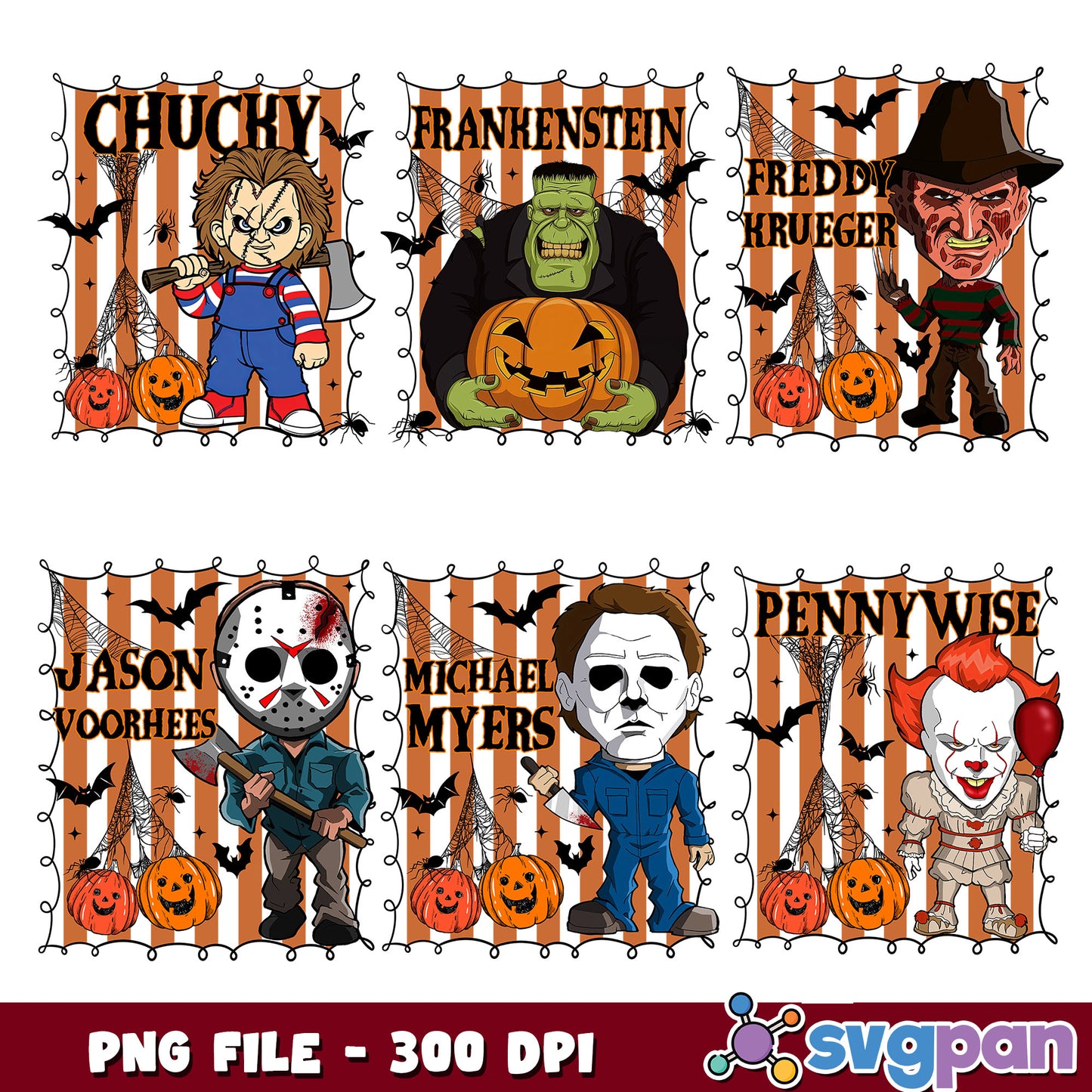 Chibi killers halloween png bundle