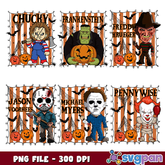Chibi killers halloween png bundle
