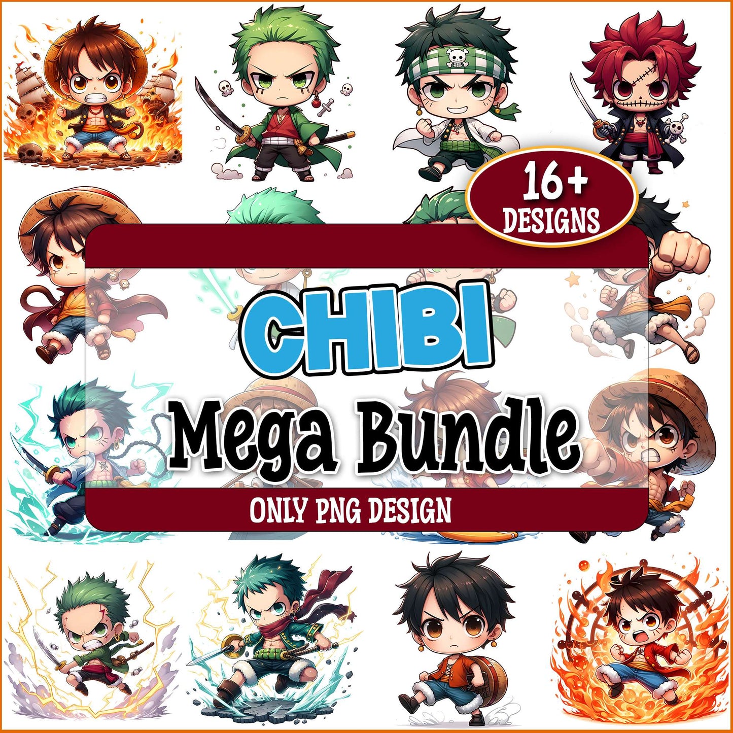 Chibi one piece art png bundle