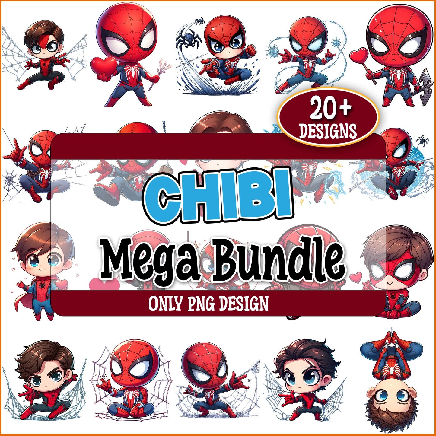 Chibi spiderman art png bundle
