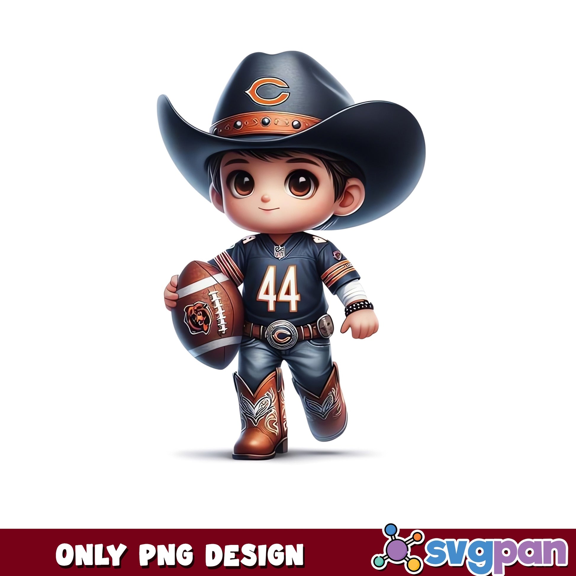 Chicago Bears Cowboy Boy PNG, NFL Football Chibi PNG, Bears Fan PNG